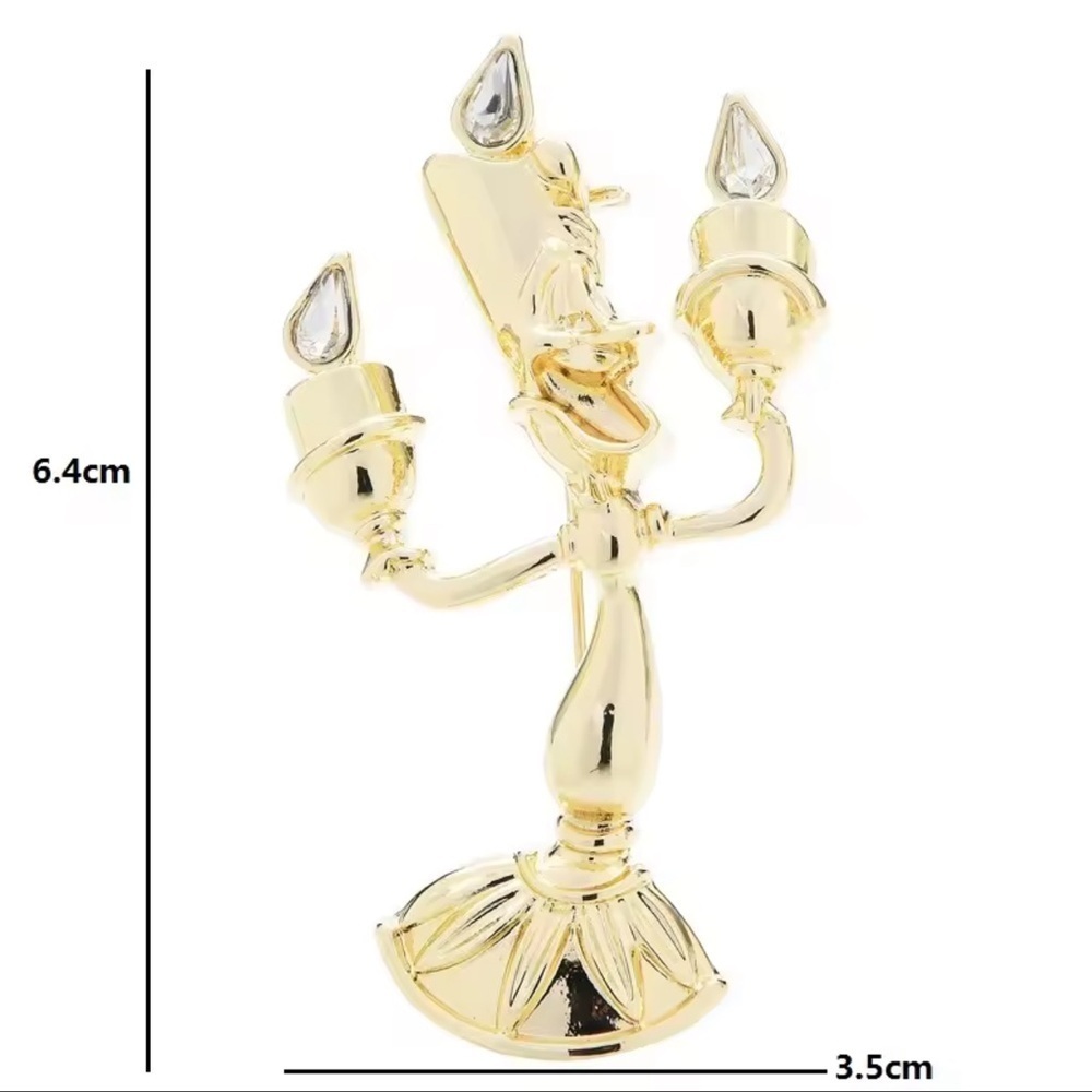 Candle Holder Beauty&Beast Gold Brooch - Picture 7 of 16